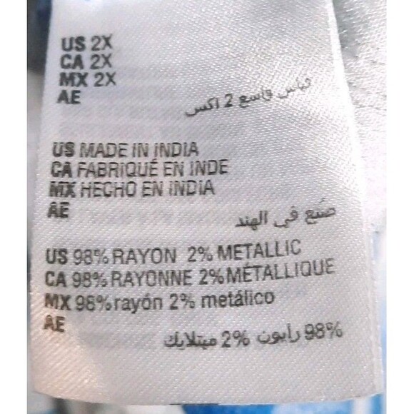 Lot of 2 Style Co Plus Sz 2X Floral-Print Blue White/Pink Multi 3/4 Sleeves Top - Picture 7 of 7